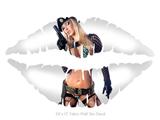 Jenny Poussin Army 05 - Kissing Lips Fabric Wall Skin Decal measures 24x15 inches